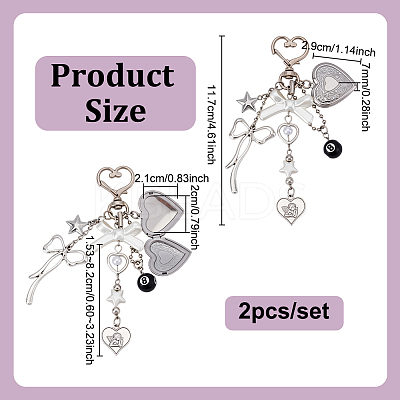 2Pcs ABS Plastic Imitation Pearl & Acrylic & Alloy Pendant Decorations KEYC-NB00029-1