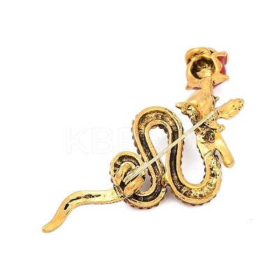 Snake with Rose Enamel Pins PALLOY-D361-10G-1