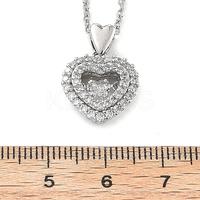 Heart 304 Stainless Steel Micro Pave Cubic Zirconia Pendant Necklaces for Women NJEW-D288-05P-1
