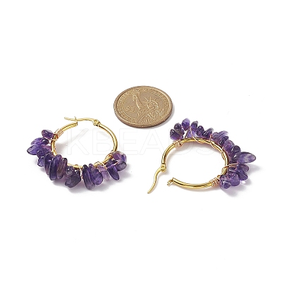 Natural Gemstone Hoop Earrings EJEW-JE05173-1