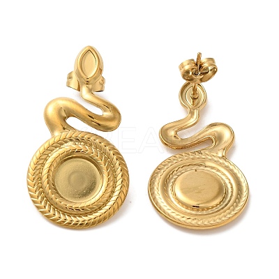 Ion Plating(IP) 304 Stainless Steel Snake Stud Earrings EJEW-C114-32G-1