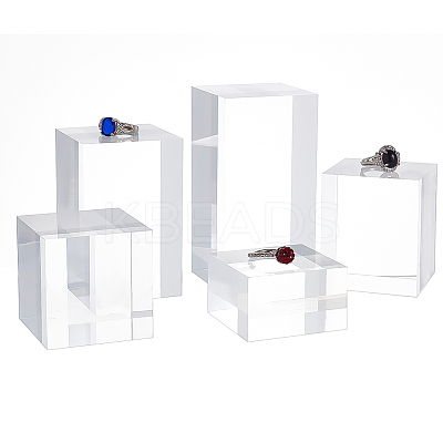5Pcs 5 Styles Acrylic Display Pedestals for Jewelry ODIS-BC0001-20B-1