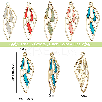 20Pcs 5 Colors Zinc Alloy Enamel Pendants ENAM-SC0002-62-1