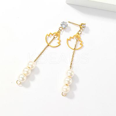 Golden 304 Stainless Steel Dangle Stud Earrings CL0746-4-1