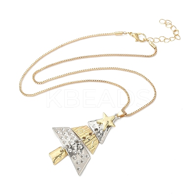 Alloy Christmas Tree Pendant Box Chain Necklaces for Women LS-NJEW-F359-01-1