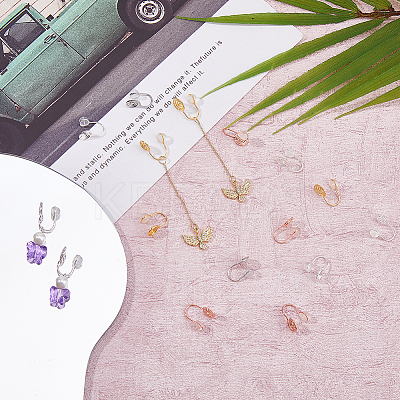 16Pcs 4 Colors Brass Vortex Clip-on Earring Findings FIND-FH0007-97-1