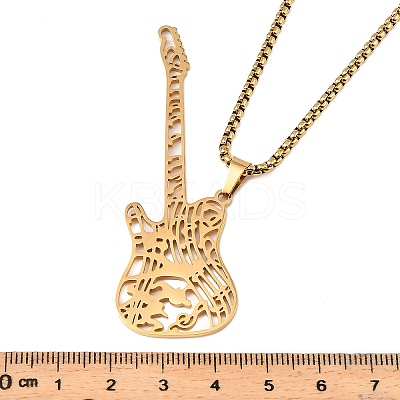 201 Stainless Steel Hollow Guitar Pendant Box Chain Necklaces LS-NJEW-M086-03G-1