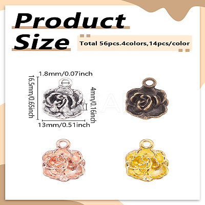 56Pcs 4 Colors Tibetan Style Alloy Pendants FIND-LP0003-13-1