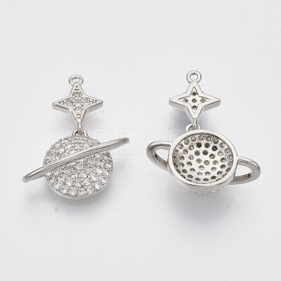 Brass Micro Pave Cubic Zirconia Pendants X-KK-T050-42P-NF-1