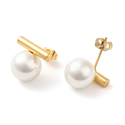 Ion Plating(IP) 304 Stainless Steel Studs Earrings LS-EJEW-K277-01G-1