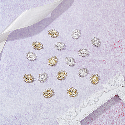 16Pcs 2 Colors Alloy Glass Rhinestone Cabochons MRMJ-HY0002-26-1