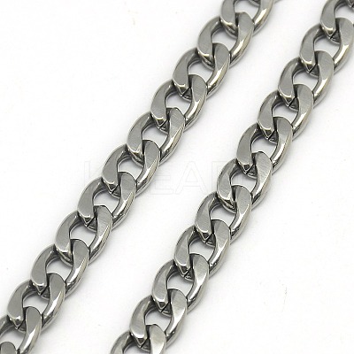 Tarnish Resistant Trendy Men's 201 Stainless Steel Chain Curb Necklaces LS-NJEW-L043-40P-1