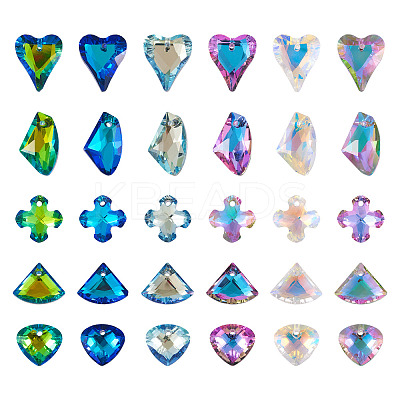 60Pcs 30 Styles Electroplated Glass Pendants EGLA-TA0001-48-1