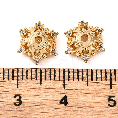 Brass Micro Pave Clear Cubic Zirconia Bead Caps KK-K378-47B-G-1