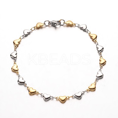304 Stainless Steel Heart Link Bracelets X-BJEW-M121-03GP-1