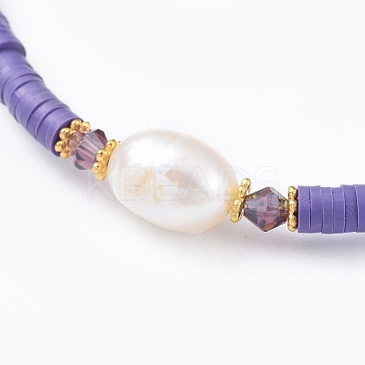 Handmade Polymer Clay Heishi Beads Necklaces NJEW-JN02527-1