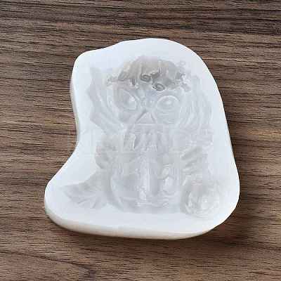 DIY Mini Halloween Skull & Pumpkin Food Grade Silicone Statue Molds DIY-G054-C03-1
