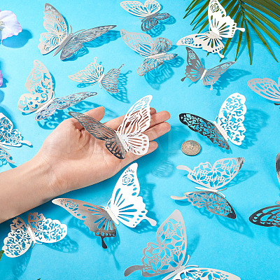 96Pcs 8 Styles PET 3D Butterfly Wall Stickers DIY-TA0013-12B-1