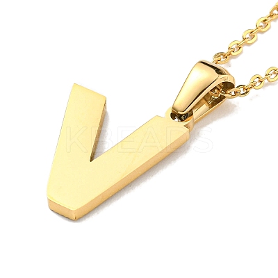 Ion Plating(IP) Initial Letter 304 Stainless Steel Pendant Necklaces NJEW-M199-01G-V-1