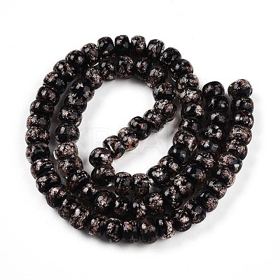 Luminous Handmade Gold Foil Glass Beads Strands FOIL-N029-02A-01-1