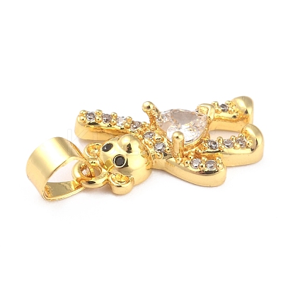 Brass Clear Cubic Zirconia Pendants ZIRC-J025-81G-1