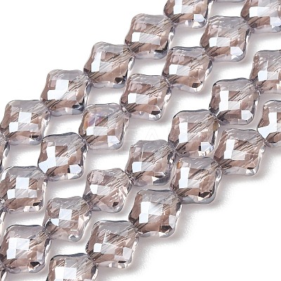 Electroplate Transparent Glass Beads Strands GL-CBA7A17-02A-11-1
