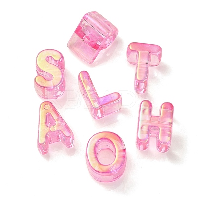 UV Plating Rainbow Iridescent Acrylic Beads OACR-C012-02K-1-1