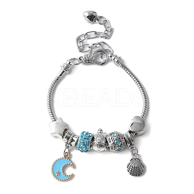 Ocean Theme European Beads Charm Bracelet Set for Women BJEW-JB11587-03-1
