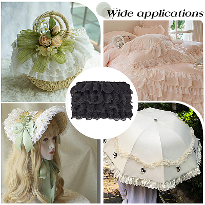 3-Layer Pleated Chiffon Flower Lace Trim OCOR-GF0003-26A-1