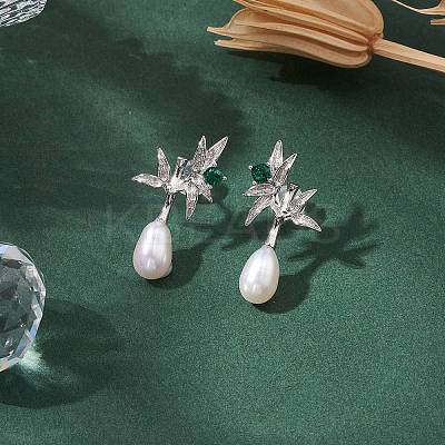 Natural Pearl Ear Studs EJEW-P286-19P-1