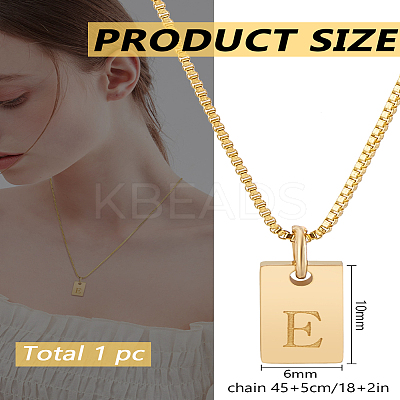 1Pc Stainless Steel Letter Rectangle Pendant Necklaces NJEW-LP0001-34E-G-1