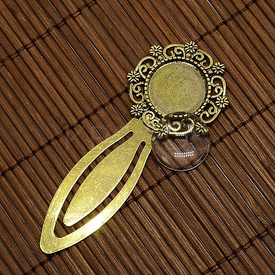 18mm Clear Domed Glass Cabochon Cover for Antique Golden DIY Alloy Portrait Bookmark Making DIY-X0118-AG-NR-1