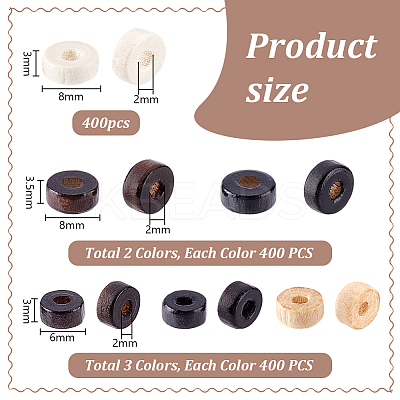 2400Pcs 6 Colors Natural Wood Beads WOOD-PH0003-29-1