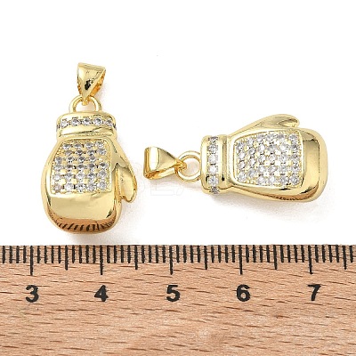 Sports Theme Brass Micro Pave Clear Cubic Zirconia Pendants KK-Z150-21G-03-1