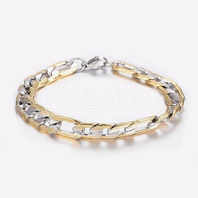 Men's 304 Stainless Steel Figaro Chain Bracelets BJEW-I238-11A-1