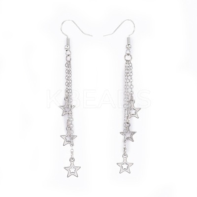 Brass Tassel Dangle Earrings X-EJEW-JE03303-1