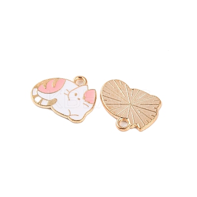 Light Gold Plated Alloy Enamel Pendants ENAM-Z017-13KCG-01-1