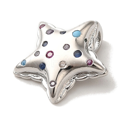 Rack Plating Brass Micro Pave Clear Cubic Zirconia Charm KK-U027-18P-1