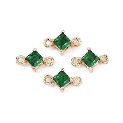 Brass Pave Glass Rhombus Links Connector Charms X1-GLAA-Q088-001F-1