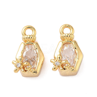 Brass with Cubic Zirconia Charms KK-D024-23A-G-1