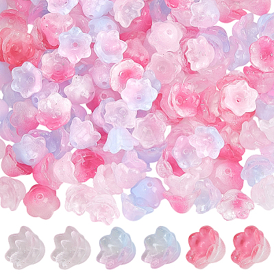 150Pcs 3 Colors Transparent Two Tone Spray Painted Glass Beads GLAA-LT0001-04D-1