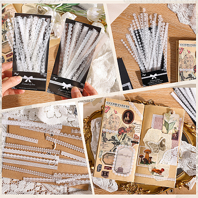 4Bag 4 Styles PET Plastic Lace Decorative Stickers AJEW-SP0002-77-1