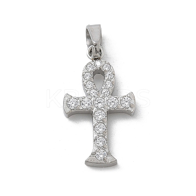 304 Stainless Steel Micro Pave Cubic Zirconia Pendants STAS-Z107-08P-03-1