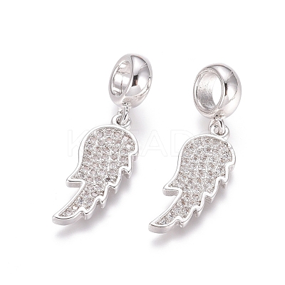 Brass Micro Pave Cubic Zirconia European Dangle Charms ZIRC-E163-11P-1