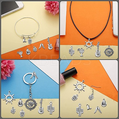 100Pcs 10 Styles Tibetan Style Alloy Pendants TIBEP-CJ0001-96-1