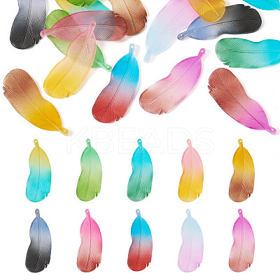 20Pcs 10 Colors Two Tone Frosted Acrylic Pendants FACR-TA0001-07-1