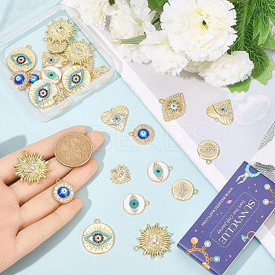 32Pcs 8 Styles Alloy Enamel Pendants ENAM-SC0005-84-1