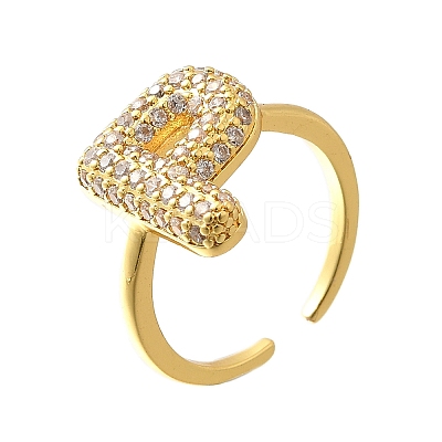 26Pcs Brass Micro Pave Clear Cubic Zirconia Open Cuff Rings RJEW-R218-01G-1