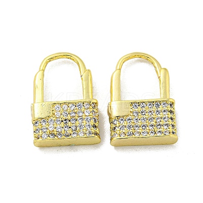 Brass Micro Pave Cubic Zirconia Hoop Earring EJEW-C088-20G-01-1