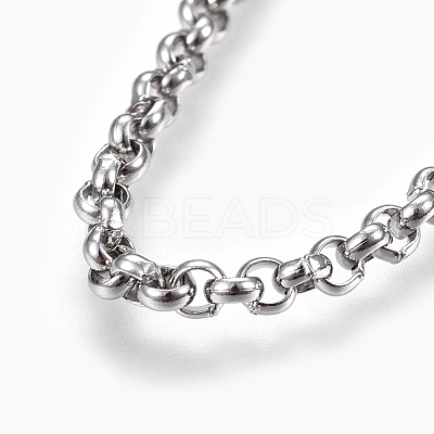 Non-Tarnish 304 Stainless Steel Rolo Chain Necklaces NJEW-F242-12P-A-1
